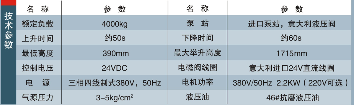 信力XL126剪式舉升機技術參數(shù)